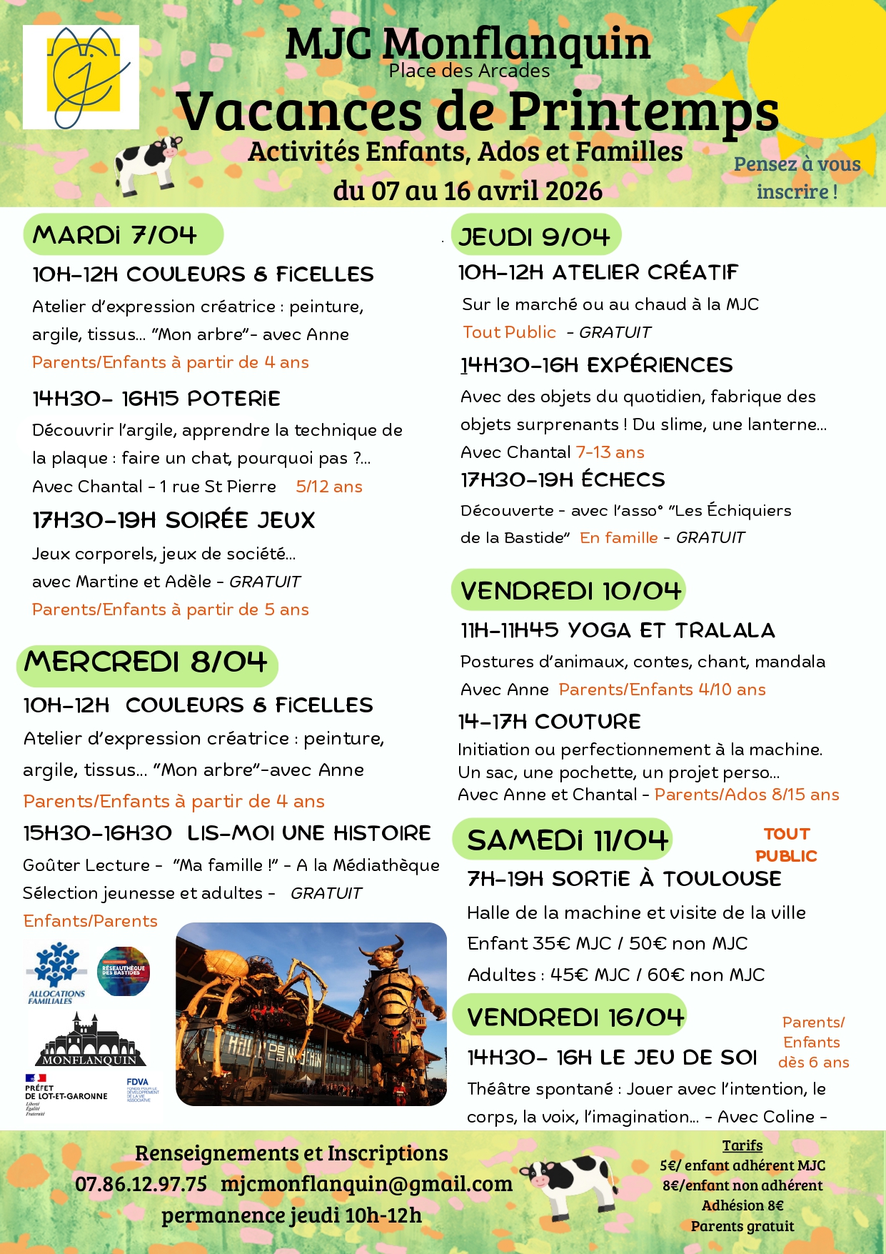 🌸 Vacances de Printemps à la MJC de Monflanquin 🌸