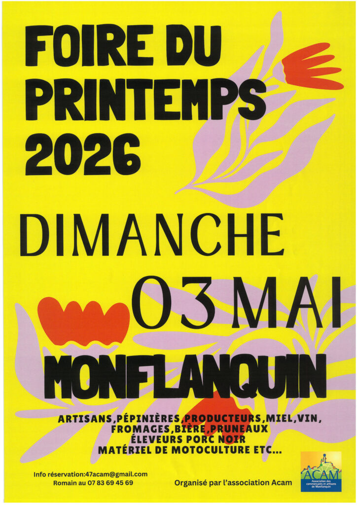 🌸 Foire du Printemps 2026 à Monflanquin