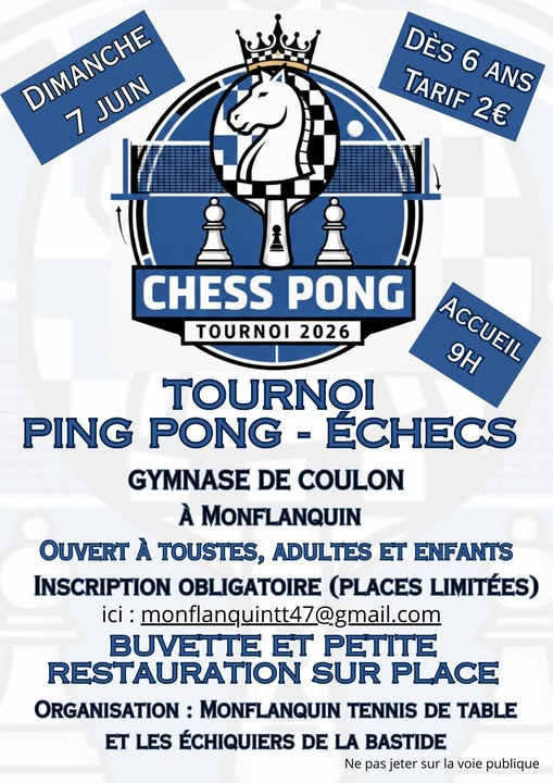 Tennis de Table de Monflanquin et les échiquiers de la bastide