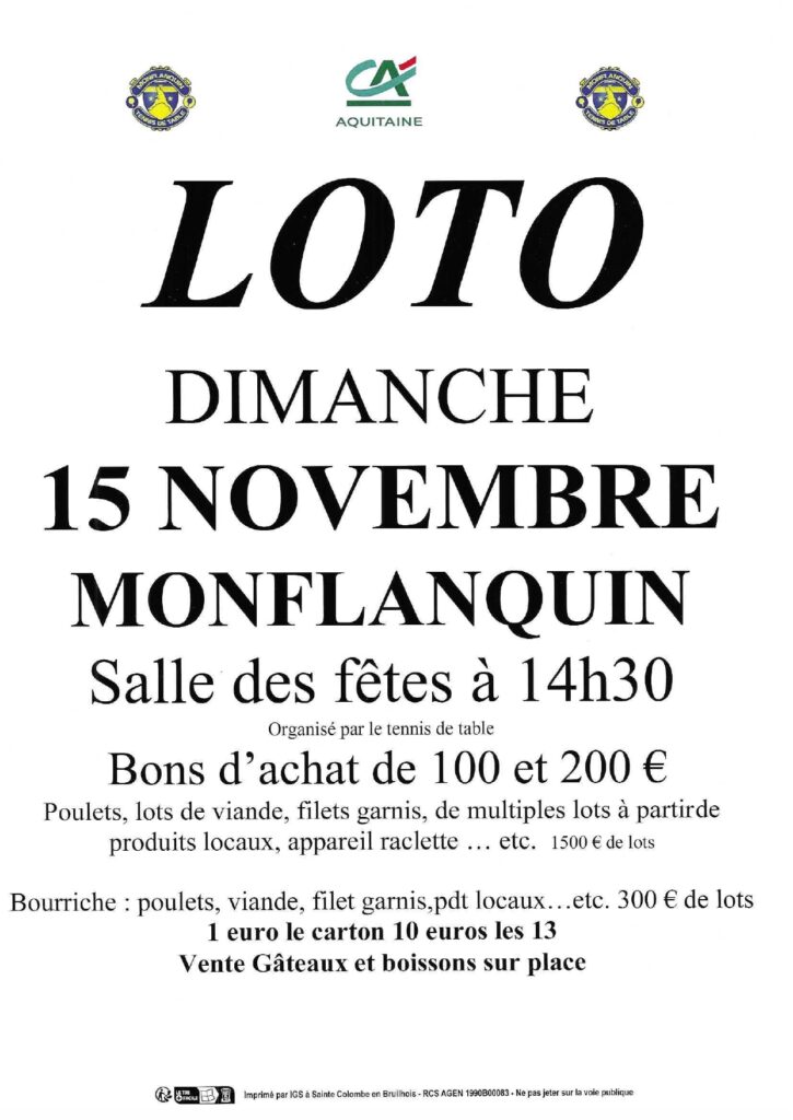 🎉🎱 GRAND LOTO À MONFLANQUIN ! 🎱🎉